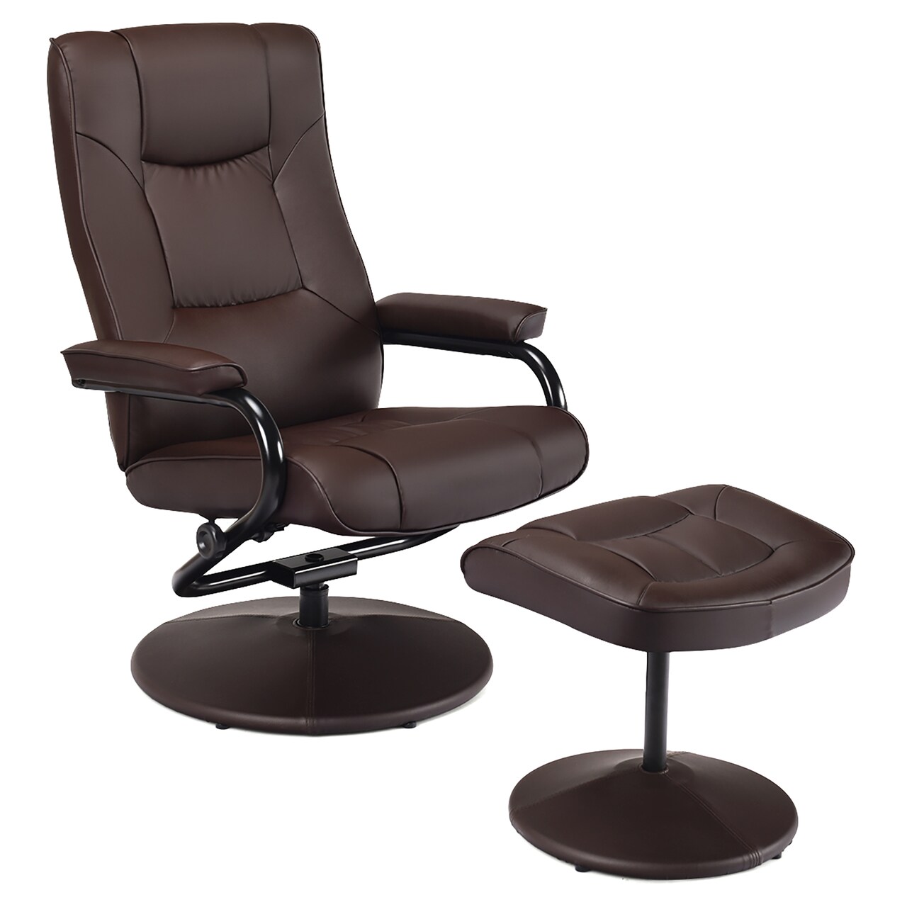 Costway Recliner Chair Swivel PU Leather Lounge Accent Armchair w
